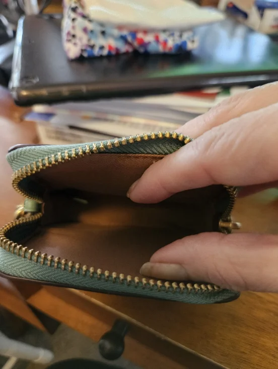 Coach Mint Green Square Wallet with Gold 'C' Accent - Picture 2 of 2